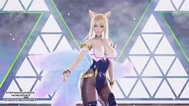Ahri淫荡韩舞：英雄联盟九尾妖狐的湿身诱惑，扭腰摆臀让你精关失守！
