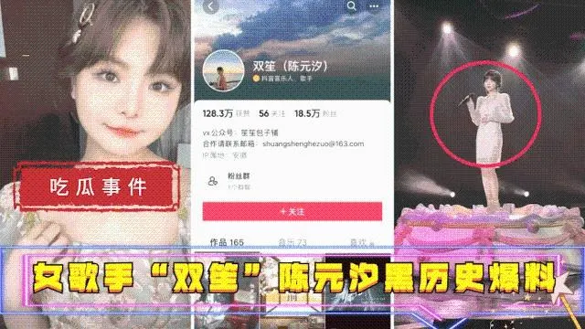 【吃瓜事件】女歌手“双笙”(陈元汐)黑历史爆料
