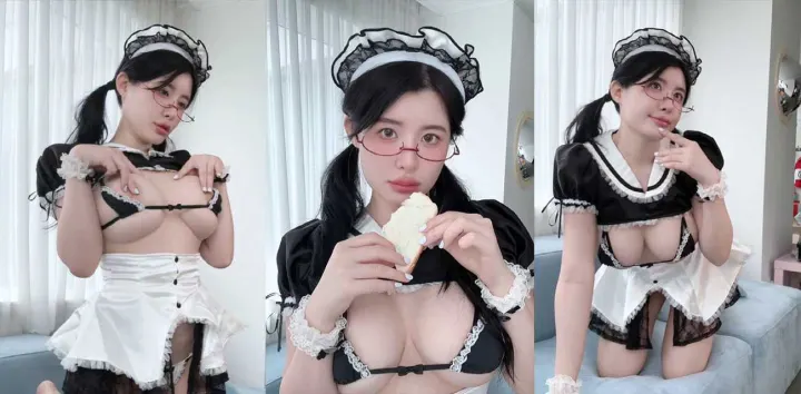 台湾少女福利姬【CocoPie】付费新作，COS比基尼淫装女仆抖奶露点童颜巨乳萌中带骚