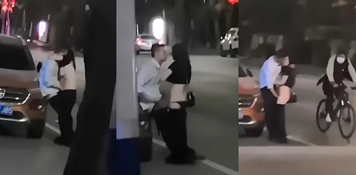 河北情侣性瘾饥渴爆棚，街头当众热吻脱裤子抠逼，引得路人频频回头目瞪口呆