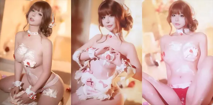高颜值巨乳嫩模【yuuhui玉】最新福利写真集流出，女仆装包裹丰满曲线，蛋糕抹胸乳峰颤动诱惑十足