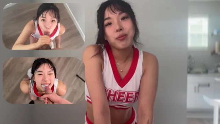 elle lee -POV 书呆子在韩国啦啦队长的牙套上射精