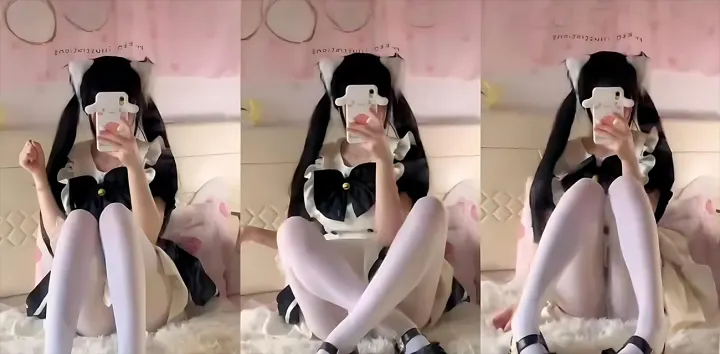 推特大奶萝莉【喵呜小桔】最新私拍，身穿猫娘女仆装自慰，白丝美腿挑逗镜头撩拨心弦