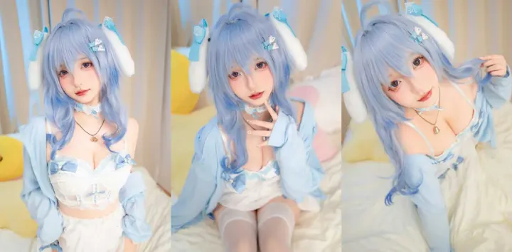 二次元福利姬【神楽坂真冬】最新写真流出，COS原神甘雨雪白酮体美乳提拔，动作挑逗让人血脉喷张