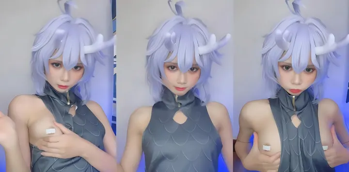 极品福利姬【PoppaChan】COS崩坏星穹白露，美乳萝莉吐舌揉奶翘臀狂摇画面十分诱惑