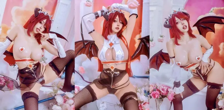 日本爆乳福利姬【Byoru】化身魅魔上演极致诱惑，黑丝紧裹雪白美腿舞骚抖奶诱惑力十足