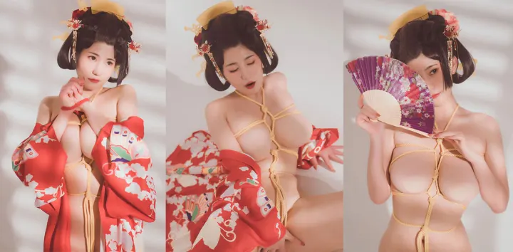 极品福利姬【星澜】和服绳缚私拍流出，巨乳肥臀被勒陷翘臀爬行乳晃屏爆，复古骚体香艳诱人