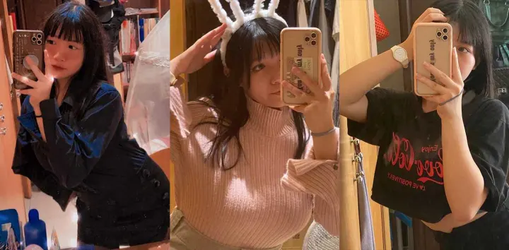 超可爱齐刘海学生妹【黄语婧】社交媒体聊色发裸照惨遭外流，巨乳白虎小母狗揉奶自慰