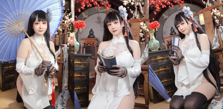 童颜巨乳福利姬【阿雪雪】逸仙旗袍写真，雪白双峰诱人无比雾气中身姿更显妩媚