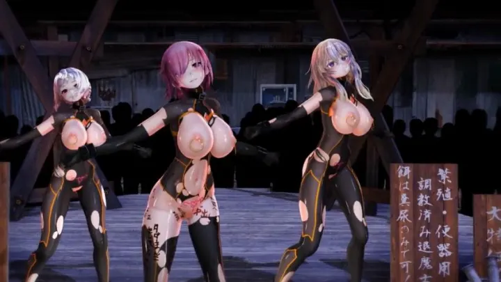 MMD巨乳淫娃骚穴狂湿，被巨屌猛操到高潮停不住，完全沦陷！