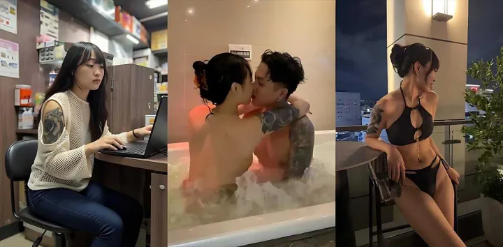 银行柜姐【张尹慧】不雅视频流出，与男友视频裸聊，浴缸内热吻缠绵做爱，纹身情侣肉搏画面骚炸