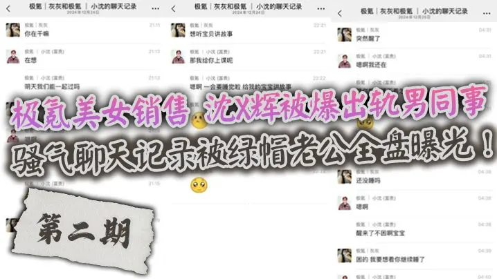 极氪美女销售沈X辉被爆出轨男同事骚气聊天记录被绿帽的老公全盘曝光