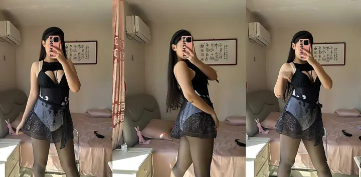 淫妻【小kk】身着情趣黑丝互插龟奴，打桩滴蜡深度调教，射精实录太变态