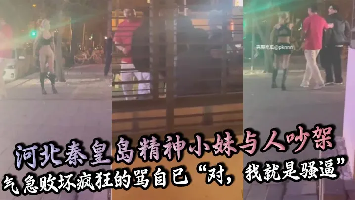 河北秦皇岛精神小妹与人吵架 气急败坏疯狂的骂自己“对，我就是骚逼”，还脱裤子露逼让对方来操！