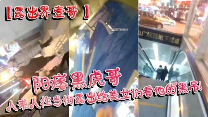 【露出界壹哥】阳痿黑虎哥，人来人往当街露出给美女们看他的黑吊！美女们个个凝视，笑而不语